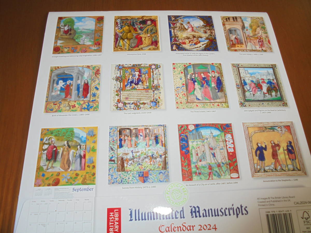 大英図書館　中世　装飾写本カレンダー　2004　 Illuminated Manuscripts Wall Calendar_画像2