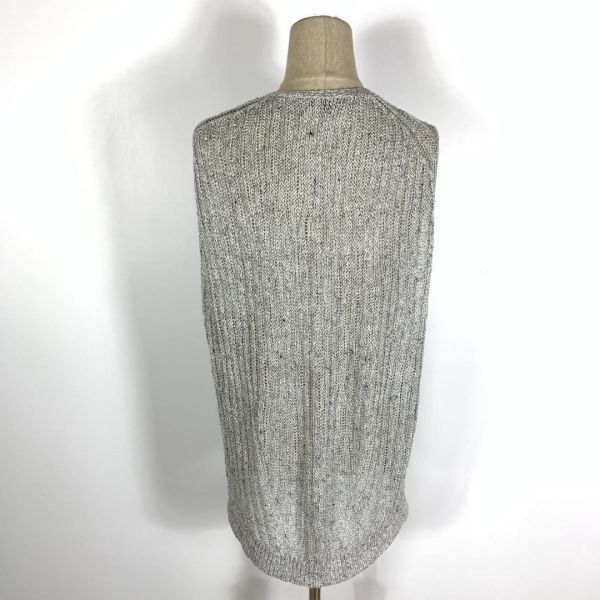 LA8347 19年製 セオリー 透かし編みチュニックニット グレー ノースリーブ ミックスカラー 麻生地リネン 絹シルク混 プルオーバー S_画像5