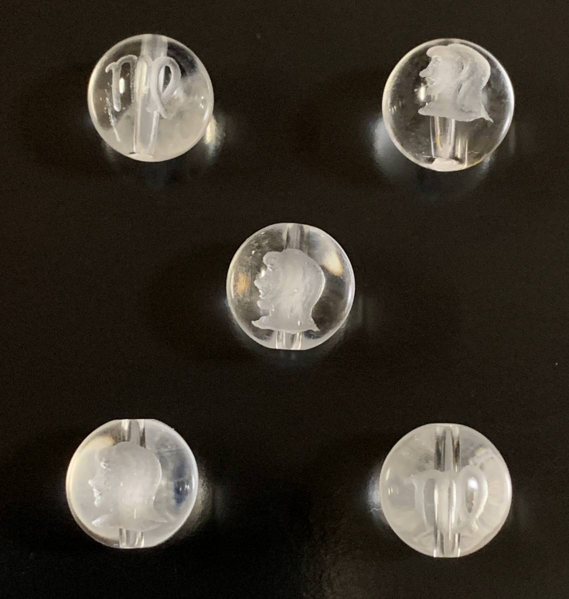 天然石彫り水晶12星座（おとめ座）10mm玉　5粒セット