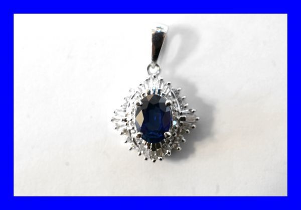 お歳暮 のし ダイヤ 0.30ct サファイア Pt900 プラチナ ○新品同様 1.00ct S0094 2.6g ペンダントヘッド ペンダントトップ サファイア