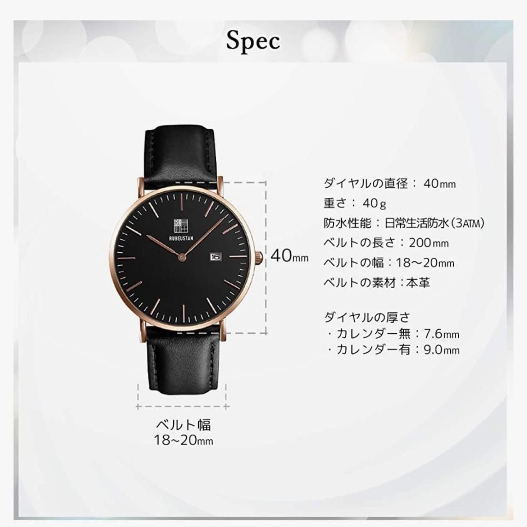 RUBEUSTAN 腕時計 レディース 時計 女性 シンプル ブラック_画像5