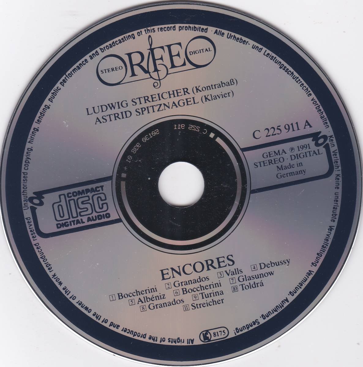 ♪Orfeo独盤♪LUDWIG STREICHER　ENCORES　長帯、日本語解説　Made In Germany _画像3