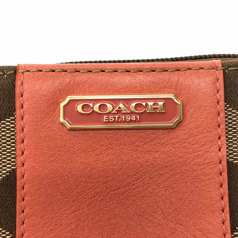 【美品】 COACH / コーチ | スモール リストレット シグネチャー ジャカード | ベージュ/ピンク | レディース_画像4