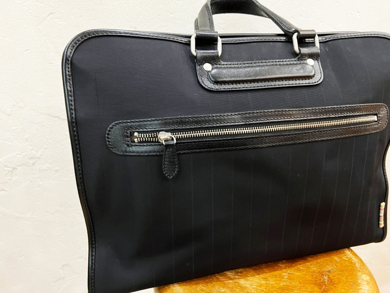 *Paul Smith/ Paul Smith nylon × leather stripe briefcase business bag document bag black gentleman for briefcase *