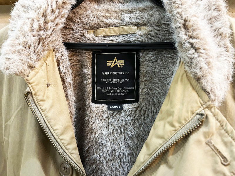 X35★ALPHA INDUSTRIES/アルファ n-1 ミリタリージャケット デッキジャケット ブルゾン ミリタリー メンズ Lサイズ カーキ 裏ボア★_画像5