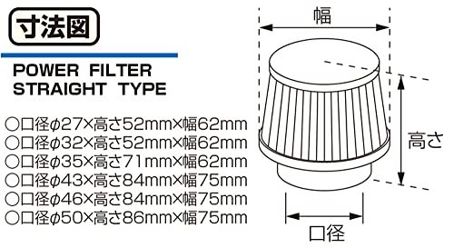 キタコ(KITACO) パワーフィルター クロームメッキ φ50 ストレート 汎用 515-0000500_画像4