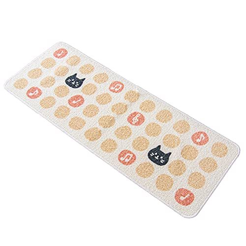 oka(OKA) rhythm cat kitchen mat approximately 45cm×120cm pink ( kitchen mat made in Japan slipping cease )