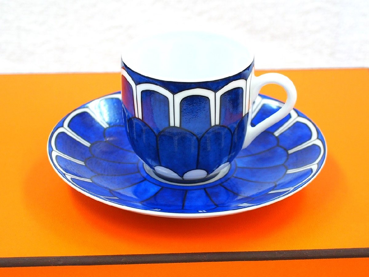 HERMES 廃盤 ブルーダイユール コーヒーカップ2客-