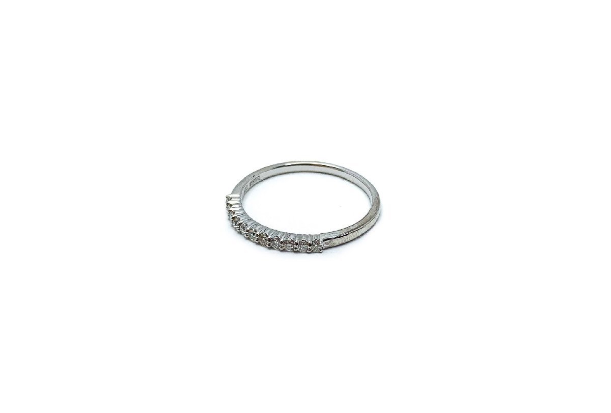 K18WG 18金ホワイトゴールド ダイヤ ハーフエタニティ リング 指輪 アクセサリー 約15号_画像3