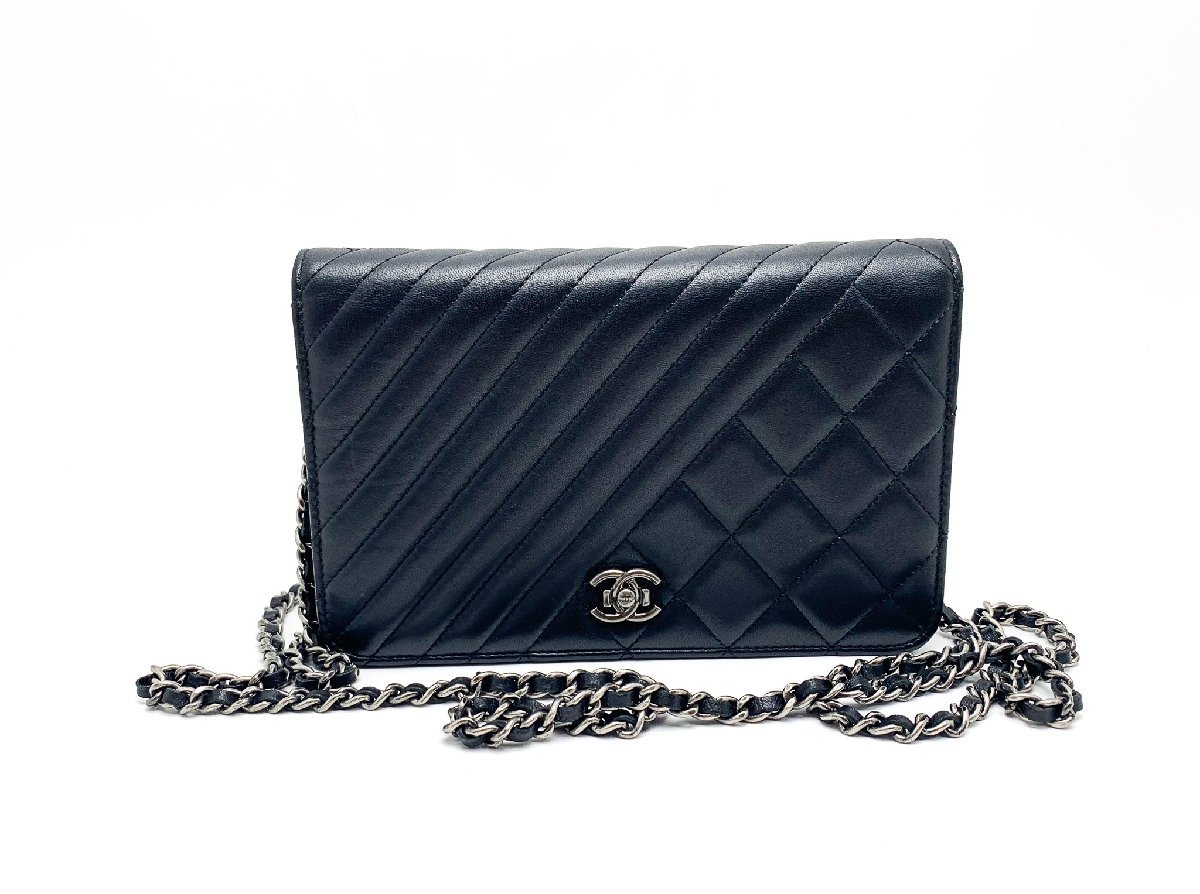 CHANEL シャネル ボーイシャネル ラムスキン チェーンウォレット シェブロン x マトラッセ ショルダーバック_画像10