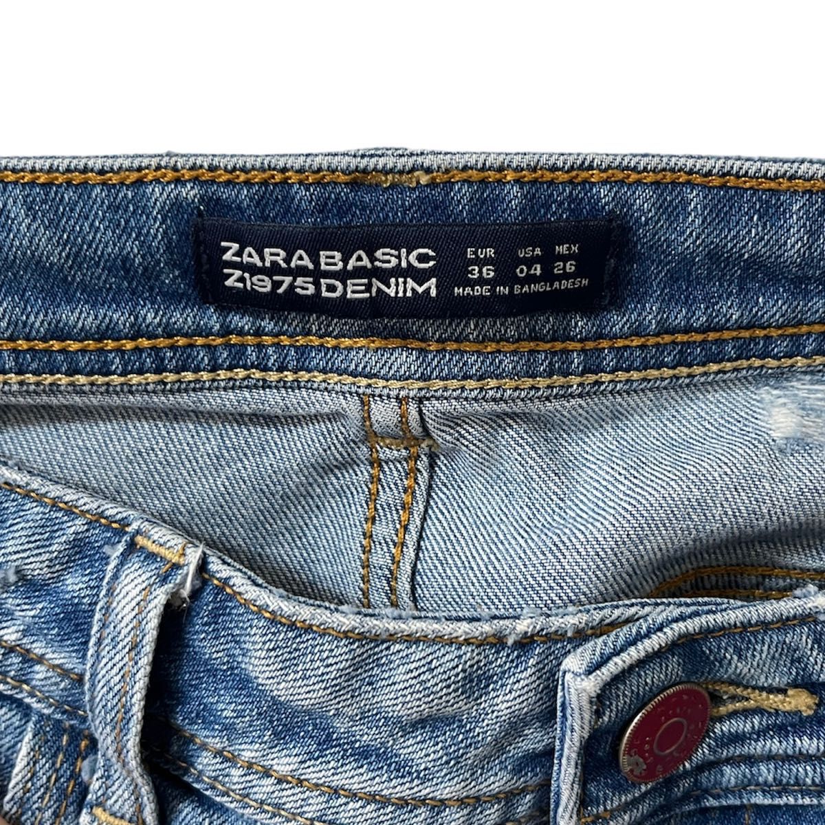 ザラ ZARA デニム パンツ  ダメージデニム  ストレート  ボーイフレンドデニム デニムパンツ インディゴ DENIM