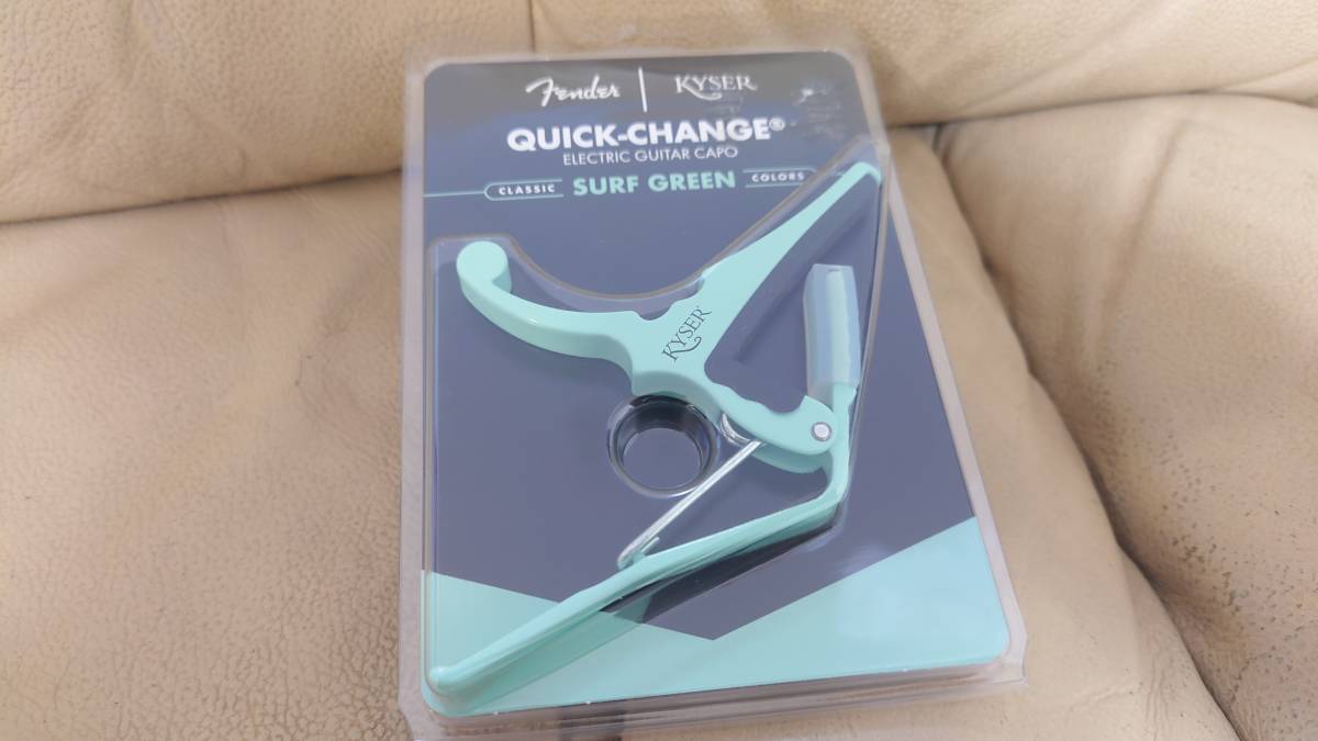 Kyser KGEFSGA Fender Classic Color Quick-Change Electric Capo Surf Green ギター用カポタスト ■mg1_画像1