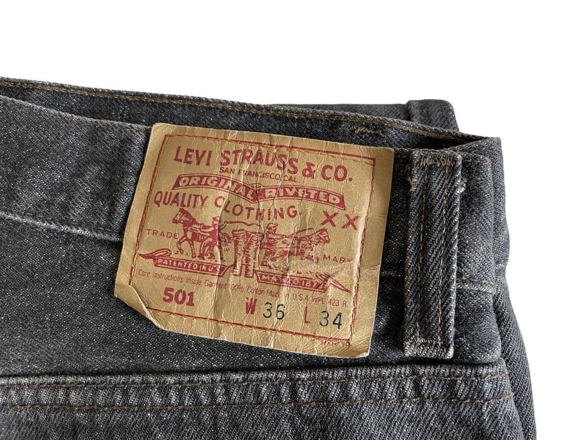 名作!! 希少!! 91年製 USA製 Levi''s 501 リーバイス ブラック 黒 デニムパンツ w 36 ヴィンテージ アメリカ製 VINTAGE MADE IN USA_画像6