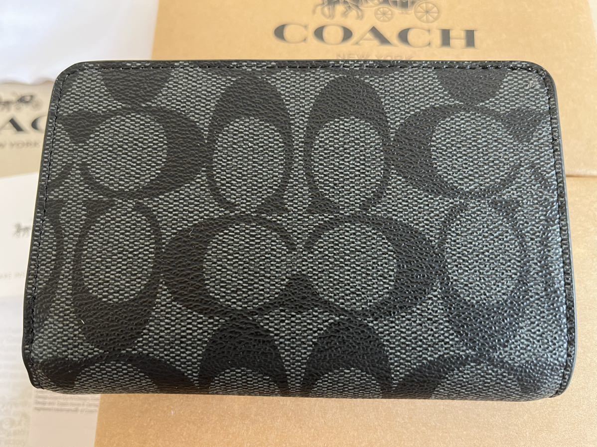 COACH 折り財布 ミディアム コーナー ジップ ブラックスモーク×ブラック-