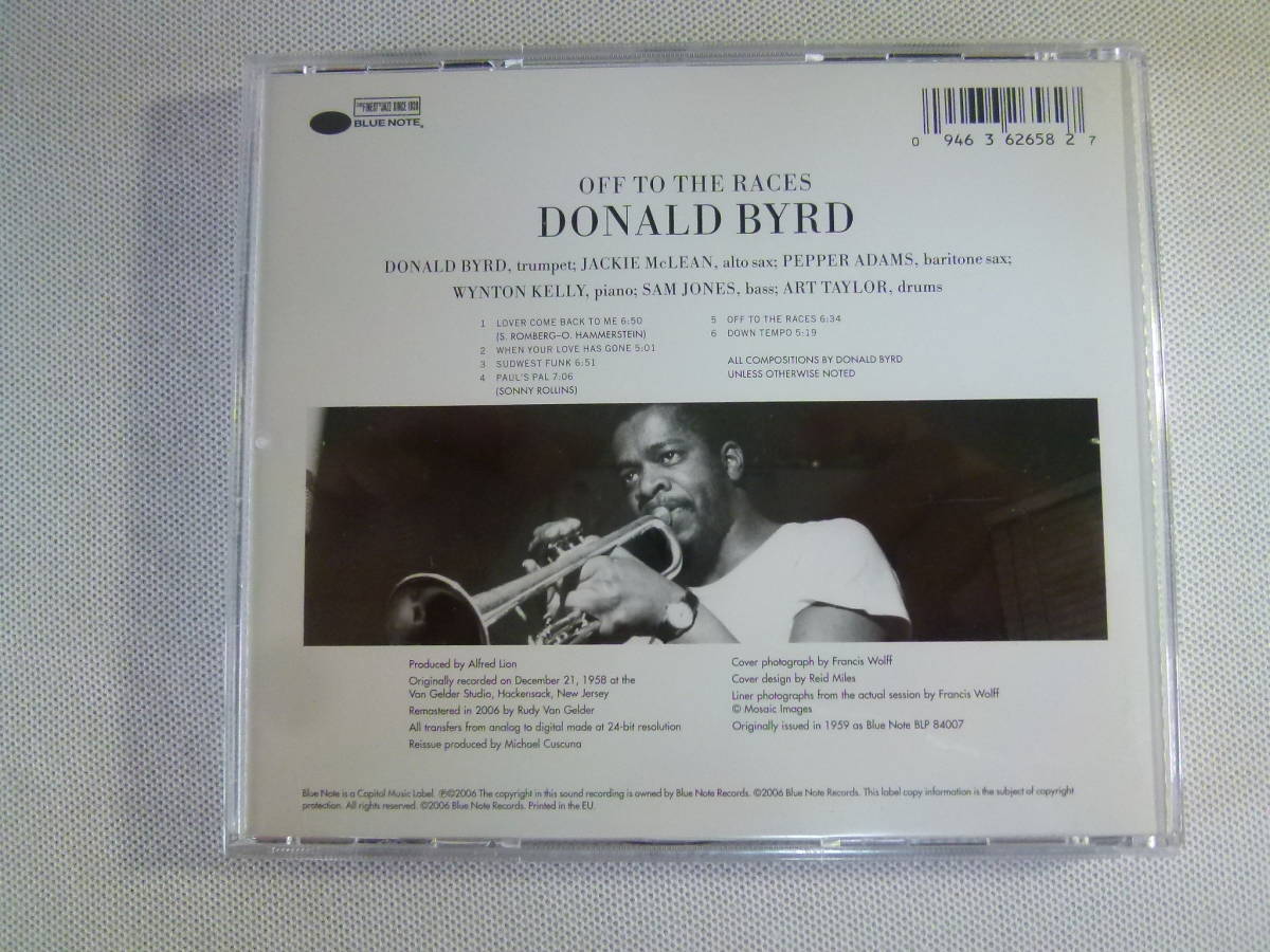 DONALD BYRD ドナルド・バード / OFF TO THE RACES - JACKIE McLEAN - WYNTON KELLY - PEPPER ADAMS - ART TAYLOR - BLUE NOTE - RVG 24Bit_画像2