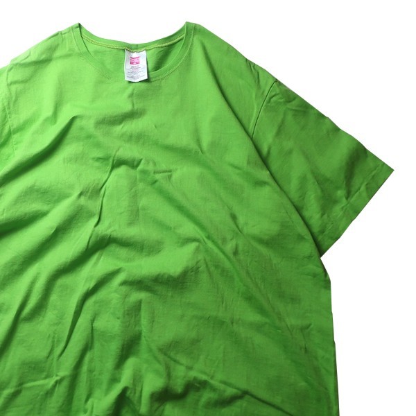 レアカラー! 80s 90s USA製 Hanes ヘインズ ヴィンテージ クルーネック 無地 半袖 Tシャツ ライムグリーン 黄緑 XL 大きいサイズ メンズの画像1