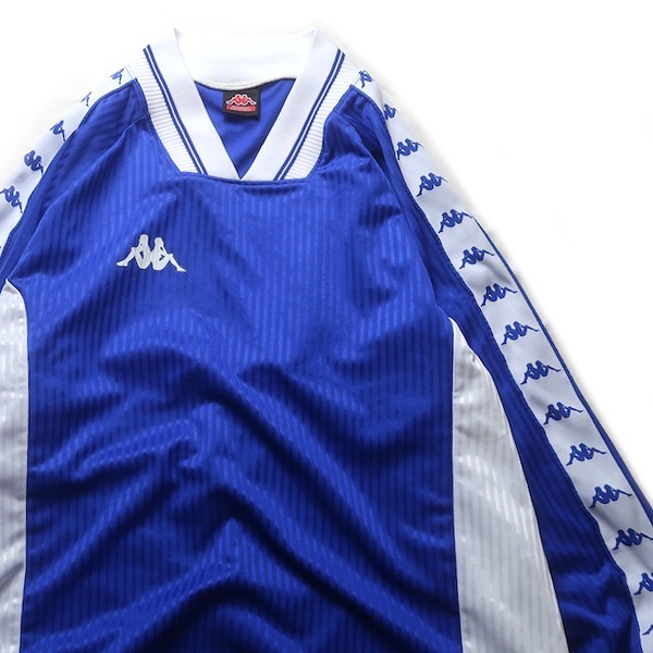 90年代! 90s 日本製 KAPPA カッパ ヴィンテージ サッカー 長袖 ゲームシャツ ユニフォーム サイドテープ ブルー ホワイト 青 白 メンズ_画像3