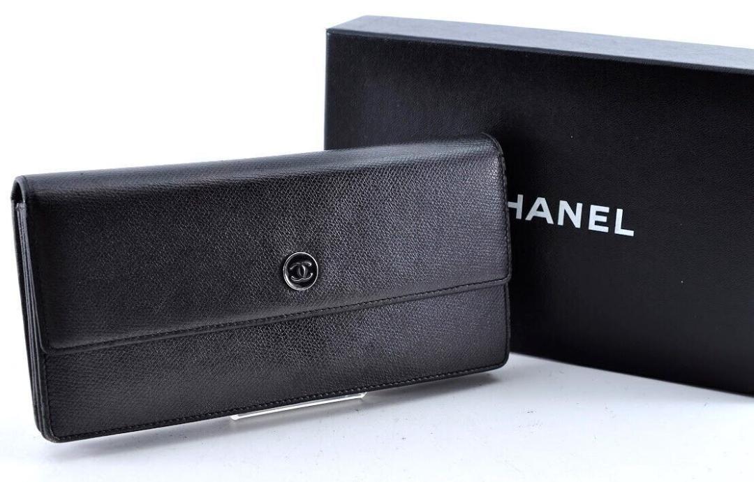 手数料安い 財布 シャネル 【大黒屋82】CHANEL 長財布 シルバー金具