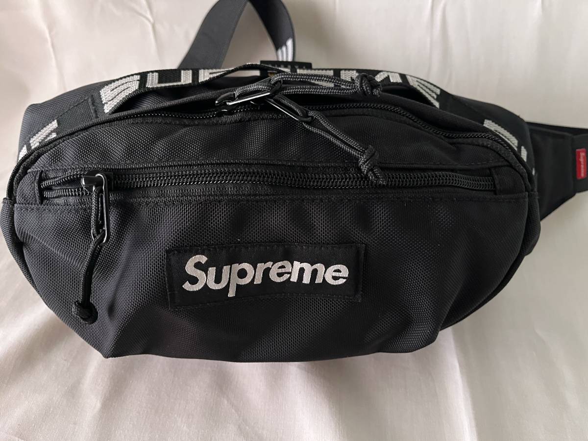 黒 Supreme 18ss Waist Bag Black White 2.5L シュプリーム ブラック ウエストバッグ コーデュラ CORDURA _画像1