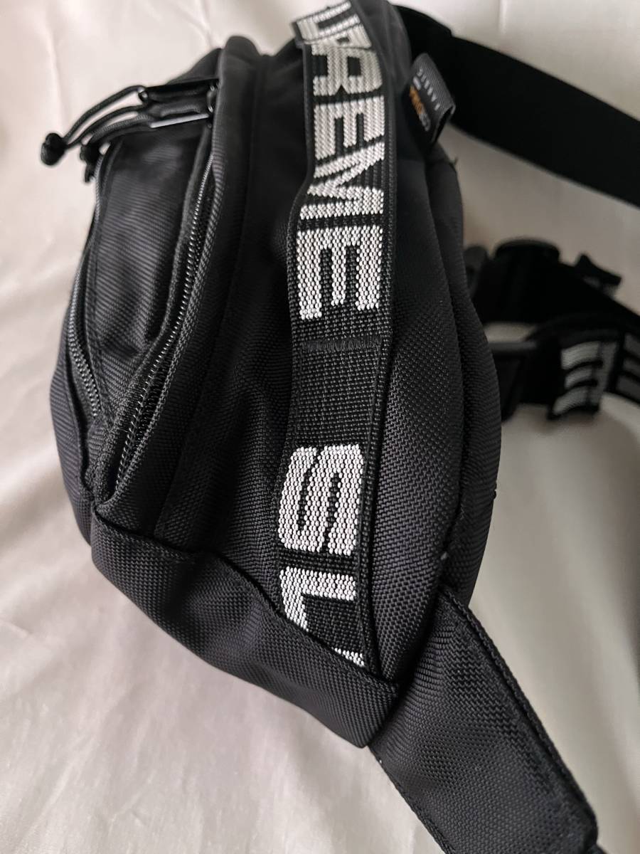 黒 Supreme 18ss Waist Bag Black White 2.5L シュプリーム ブラック ウエストバッグ コーデュラ CORDURA _画像3