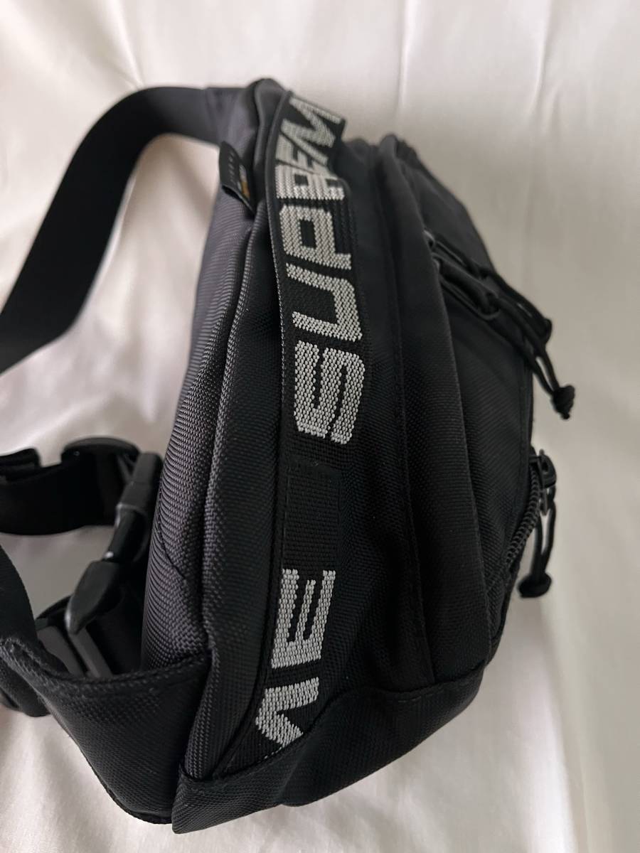 黒 Supreme 18ss Waist Bag Black White 2.5L シュプリーム ブラック ウエストバッグ コーデュラ CORDURA _画像6