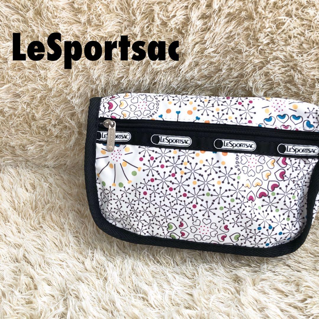 美品LeSportsac レスポートサック ハンドバッグ/ポーチ ホワイト/白_画像1