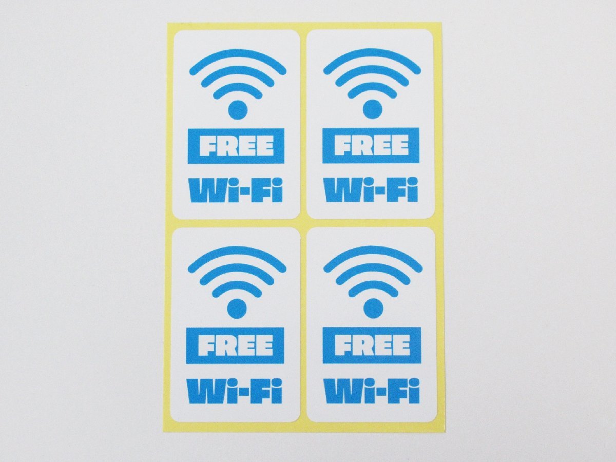 FREE Wi-Fi フリーWIFI シール ステッカー 小サイズ4枚セット 防水 再剥離仕様 屋外対応 看板 案内 標識 おしゃれ 日本製_画像1