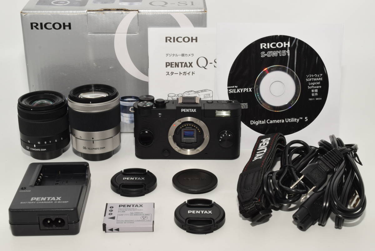 【驚愕の3ショット!】 PENTAX ミラーレス一眼 Q-S1 ダブルズームキット ブラック #6243