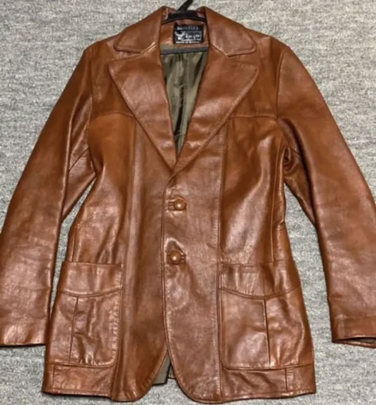 美品70' ビンテージレザージャケットベルボトムイーストウエストレトロ