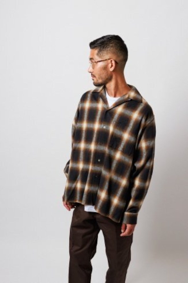 MO/WAX ( ワックス )Shaggy ombre check shirts BROWN WX-0307 Mサイズ