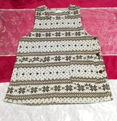 灰色茶色四葉柄ベストセーター/ニット/トップス Gray brown four leaf pattern vest/sweater/knit/tops