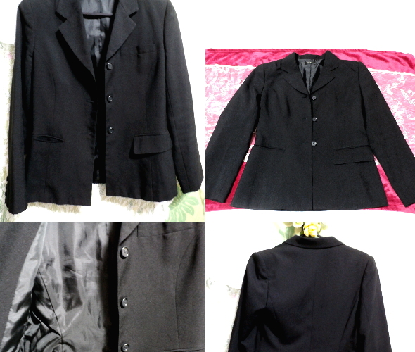  black upper half of body outer garment feather woven suit / coat / out .Black outerwear suit/coat