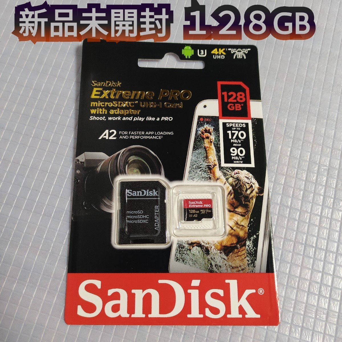 新品★即決あり 送料込 128GB microsdカード SanDisk microSDXC U3 V30 4K Extreme Pro サンディスク_画像1