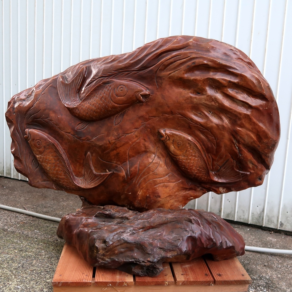 直接引き取り限定!!天然木 一枚板 木彫り 魚 彫刻 衝立 木工 直接引き取り限定!!天然木 一枚板 木彫り 魚 彫刻 衝立 木工
