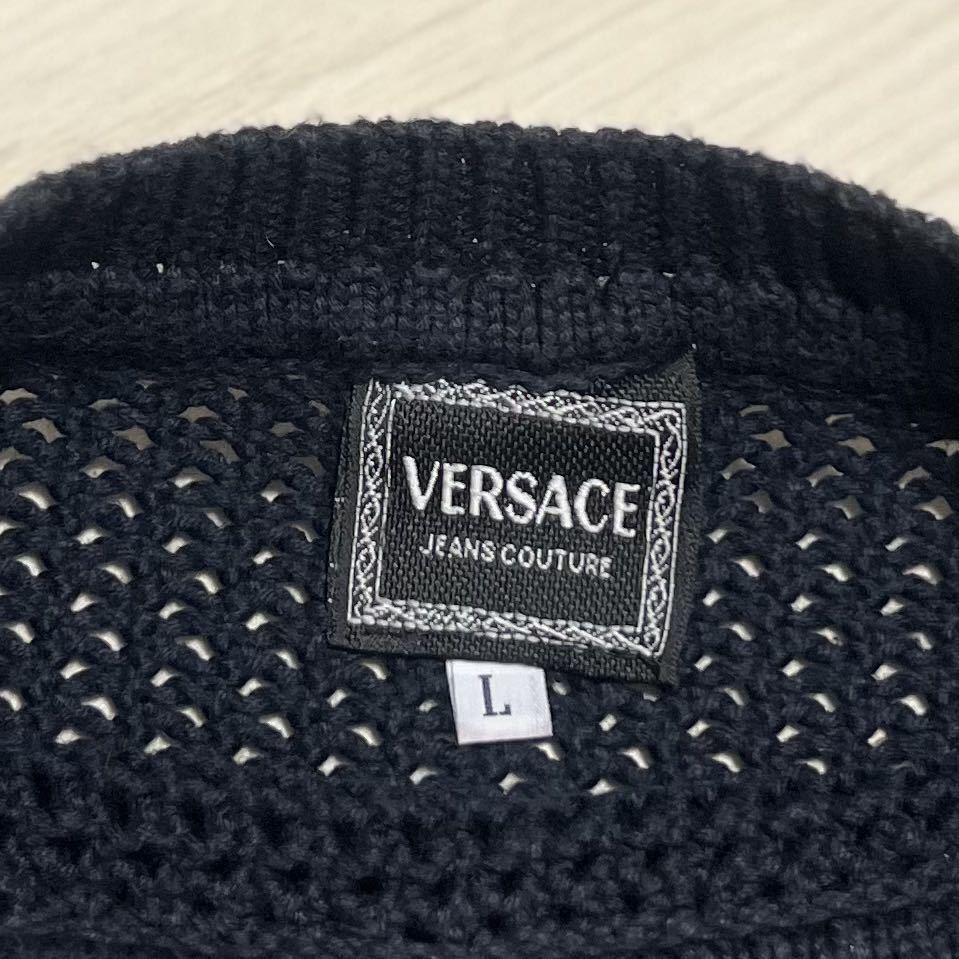VERSACE ヴェルサーチ BIG メデューサ 刺繍ロゴ ニット セーター L イタリア製 サマーセーター メンズ_画像5