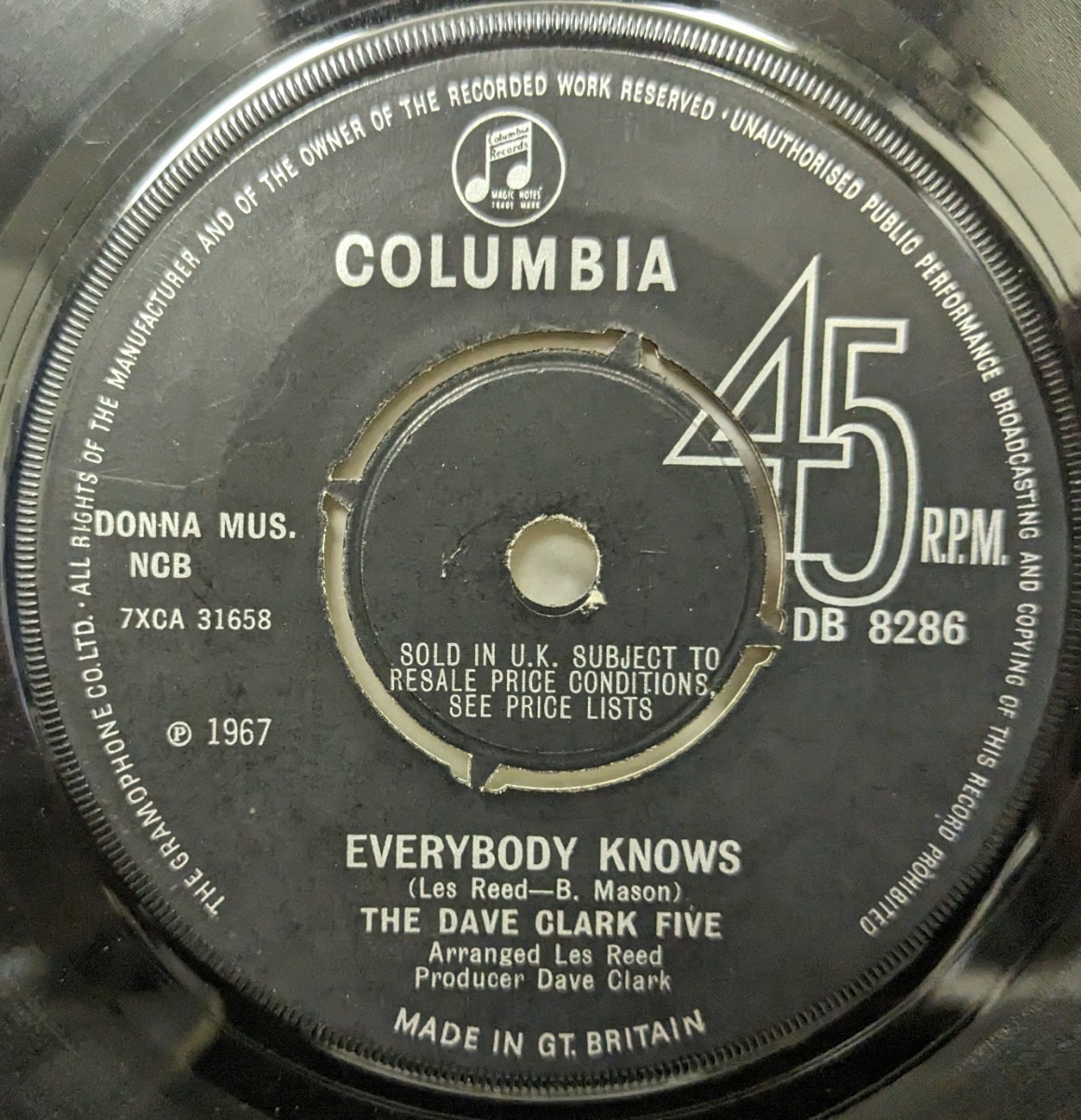 *THE DAVE CLARK FIVE/EVERYBODY KNOWS1967\'UK COLUMBIA7INCH