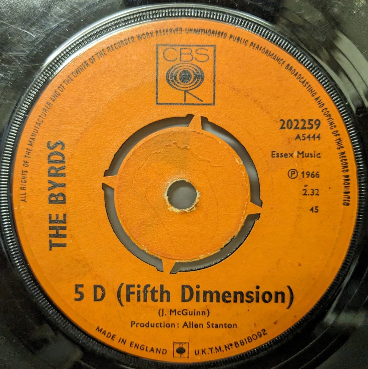 ◎特選◎THE BYRDS/5D(FIFTH DIMENSION)1966'UK CBS7INCH_画像2