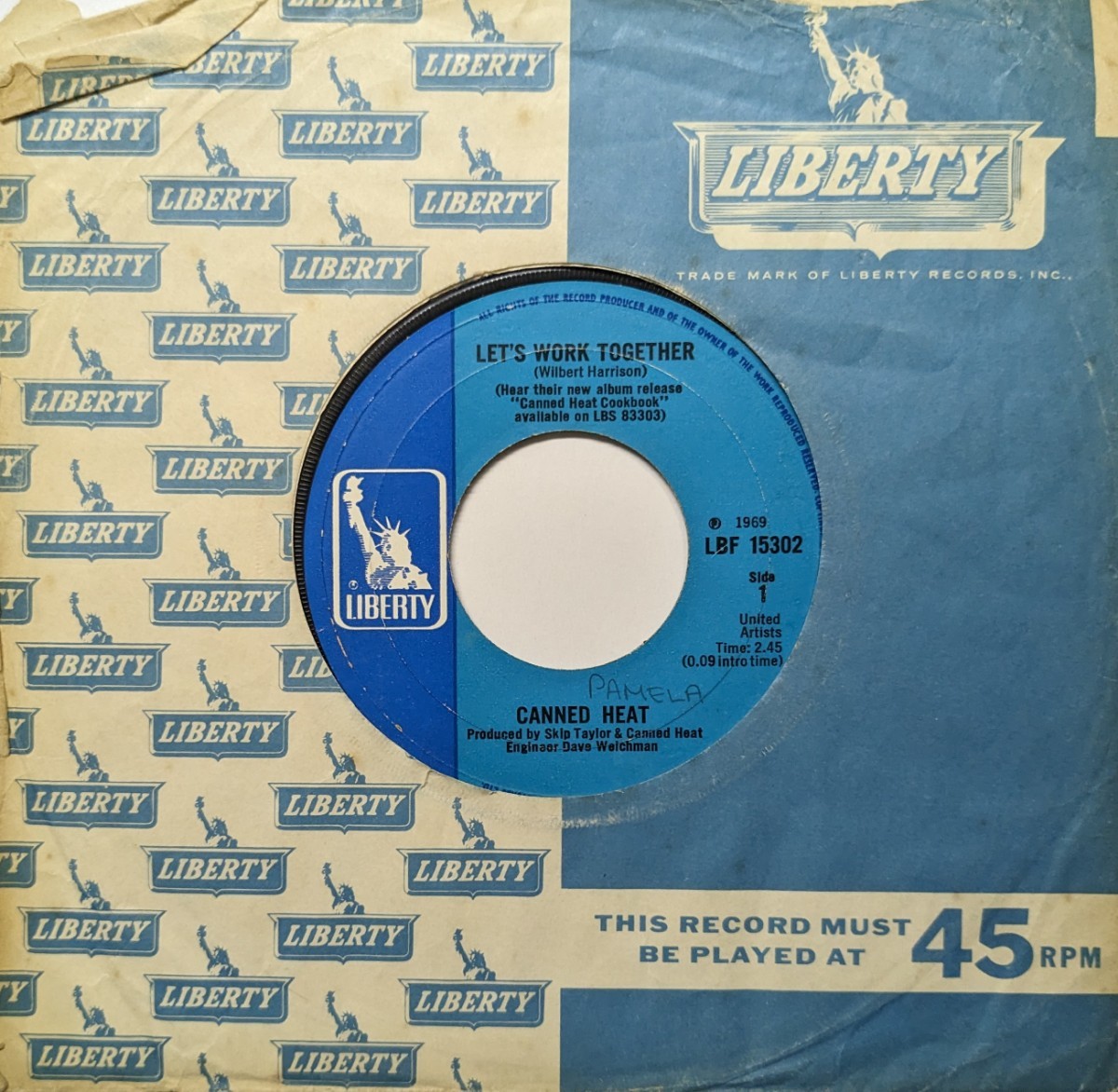 ☆CANNED HEAT/LET'S WORK TOGETHER1969'UK LIBERTY7INCH _画像1
