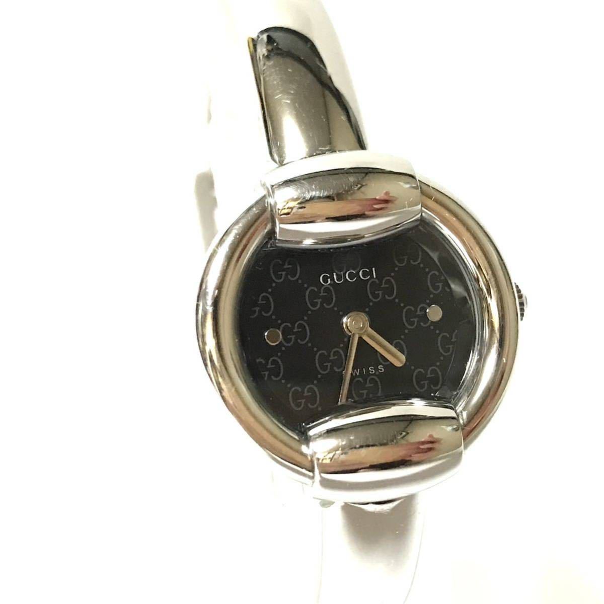 GUCCI グッチ 1400L 2針式 クォーツ バングルウォッチ レディース 腕時計 シルバー×ブラック 箱付き_画像2