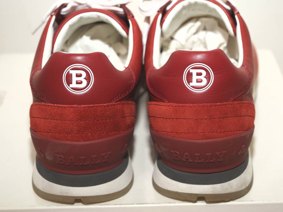  прекрасный товар BALLY Bally glate-teshon спортивные туфли 8.5 красный × белый Italy производства 