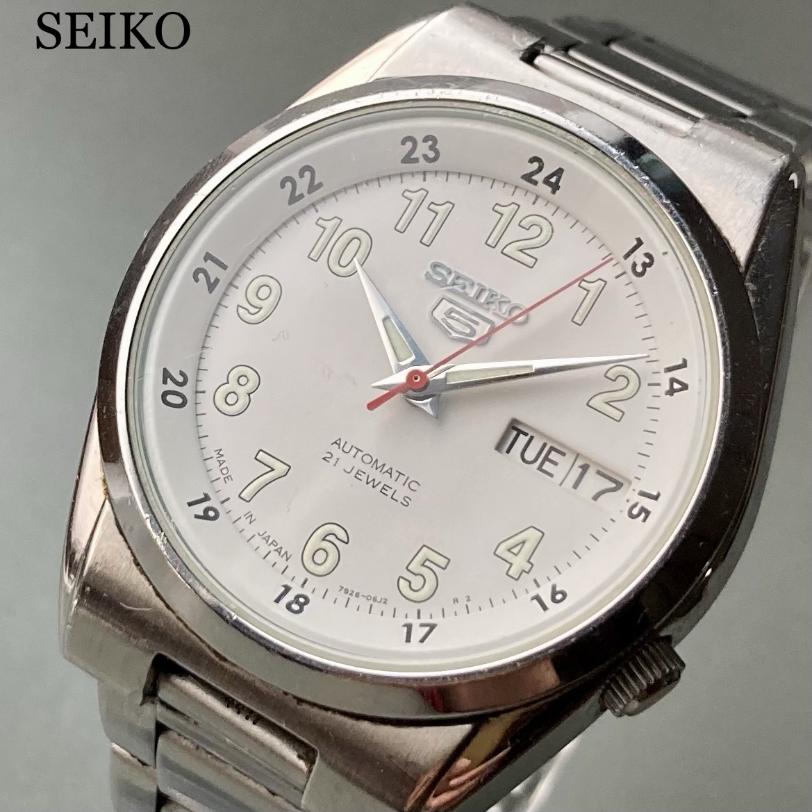 【動作品】セイコー 5 アンティーク 腕時計 2008年 自動巻き メンズ　１