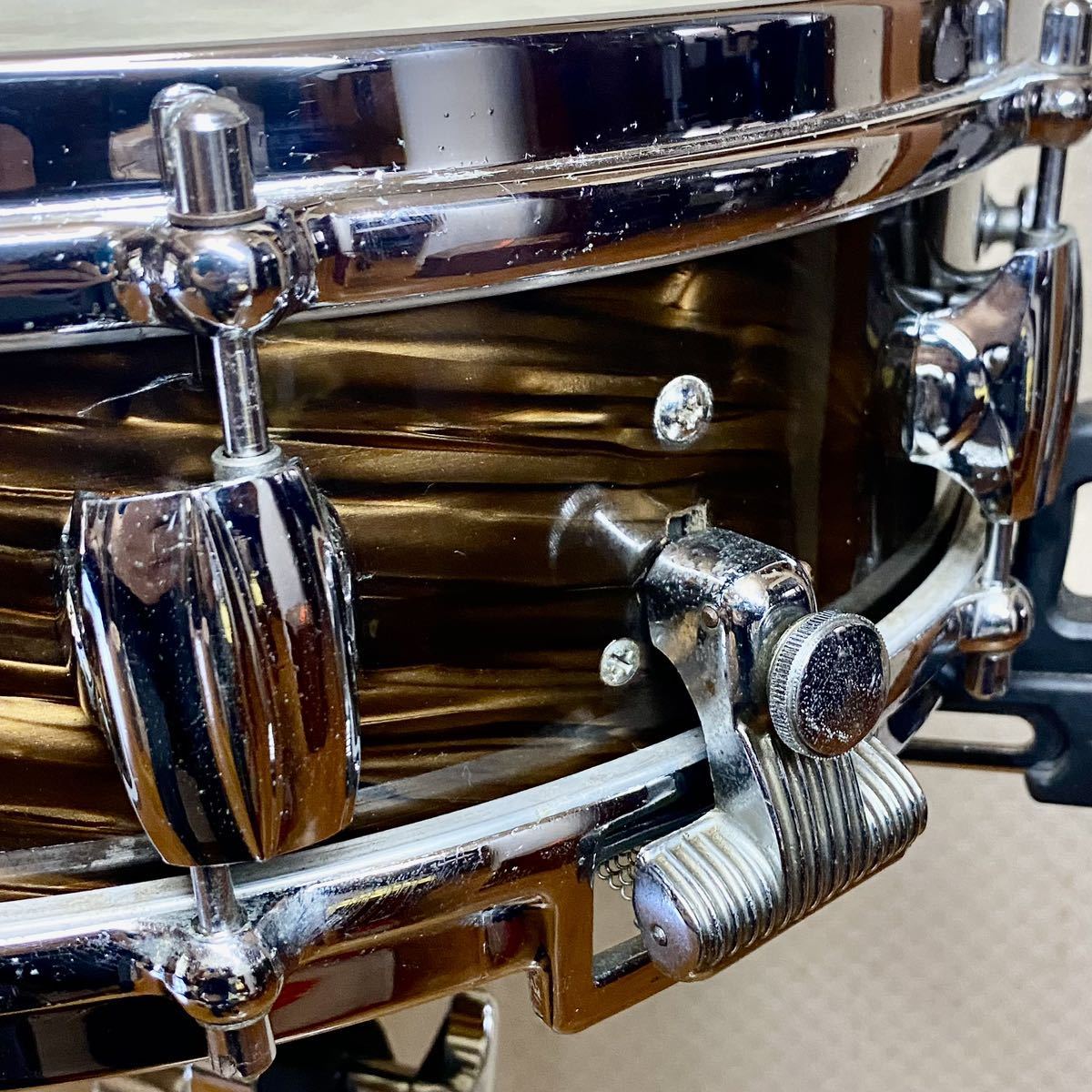 ◆Premier◆60's Vintage THE Royal Ace Snare 14×4 Mahogany Duroplastic 中古 The Beatles ビートルズ_画像3