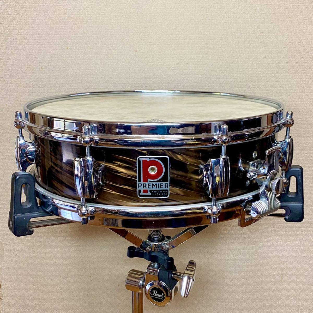 ◆Premier◆60's Vintage THE Royal Ace Snare 14×4 Mahogany Duroplastic 中古 The Beatles ビートルズ_画像1