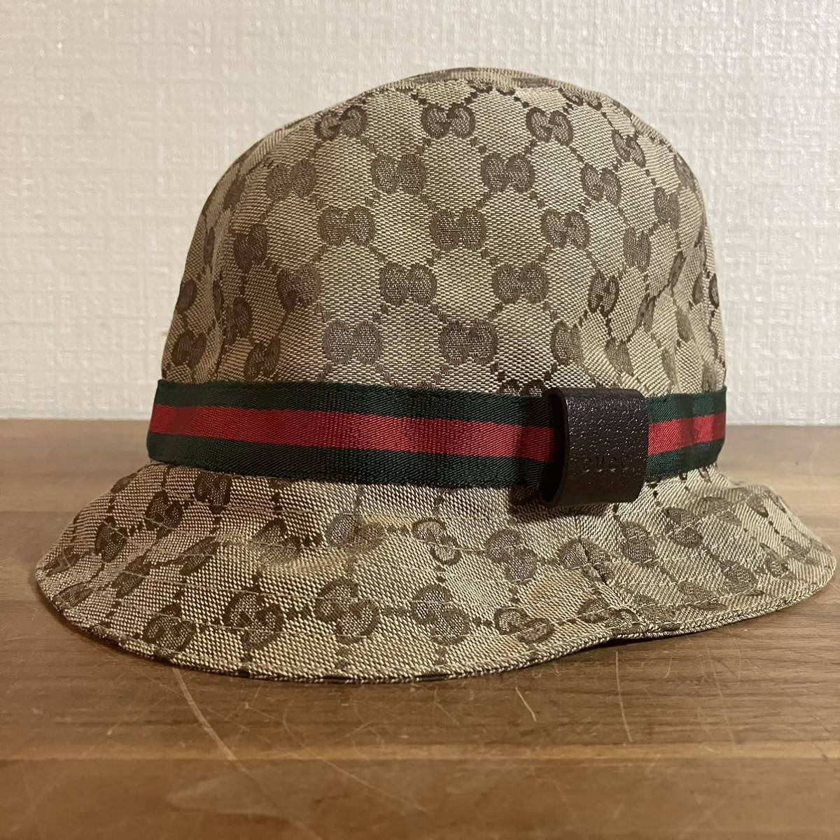 Gucci バケットハット サイズL GGキャンバス シェリーライン ベージュ