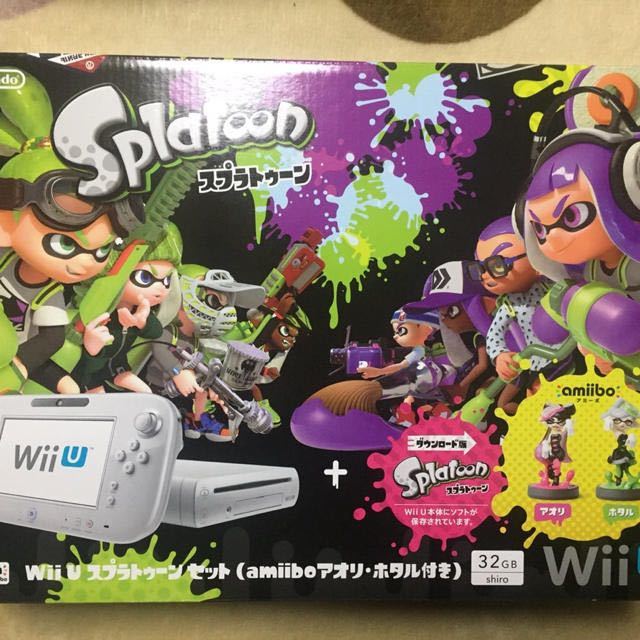 送料無料　新品　未使用 Wii U スプラトゥーン セット (amiibo アオリ・ホタル付き) Nintendo ニンテンドー　本体　未通電　wiiu_画像1