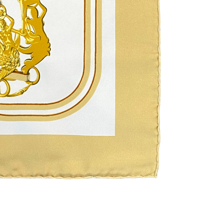 高価値】 エルメス HERMES BRIDES ホワイト ベージュ シルク スカーフ