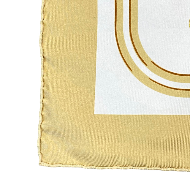 高価値】 エルメス HERMES BRIDES ホワイト ベージュ シルク スカーフ