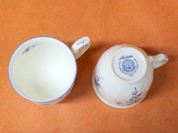 j058 Noritake ノリタケ CRAFTONE カップ＆ソーサー 6客セット ブルーフラワー 花柄 洋食器 /100_画像5