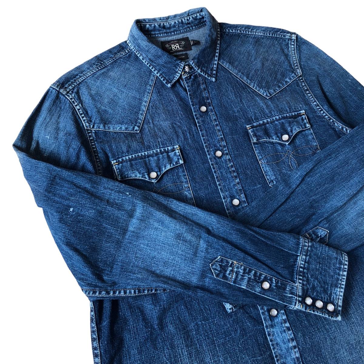 1円~ RRL ディストレストバッファロー ウエスタンシャツ Lサイズ