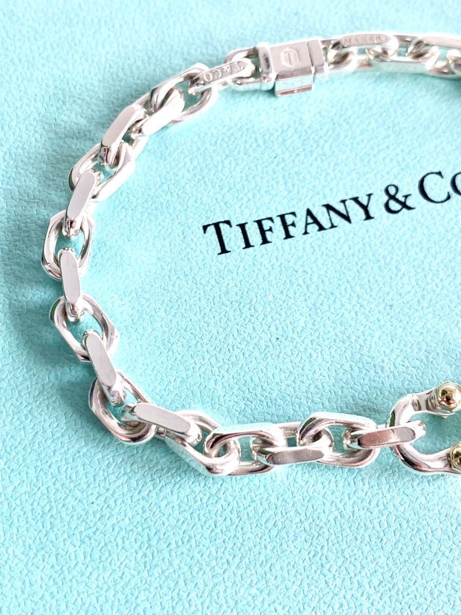 ☆希少美品☆ラージ Lサイズ TIFFANY ティファニー 1837 メイカーズ ナロー チェーン ブレスレット スターリングシルバー 18K ゴールド